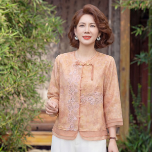 2026年女装洋气薄款妈妈装小衫气质休闲40-60岁中老年女中式小衫