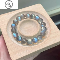 JiMi冰种高级蓝光灰月光拉长石单圈手串猫眼月光石手链男女款饰品