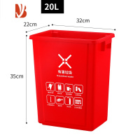 三维工匠无盖垃圾分类垃圾桶家用大号卫生间饭店厨房加厚红蓝绿灰色长方形