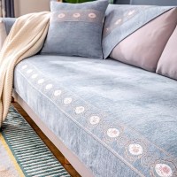 家柏饰(CORATED)北欧四季通用沙发垫防滑简约全包萬能沙发套罩布艺沙发巾沙发盖布 花海灰 90*90cm
