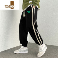 YANXU条纹运动裤男装潮流2023款束脚休闲长裤宽松大码高中生