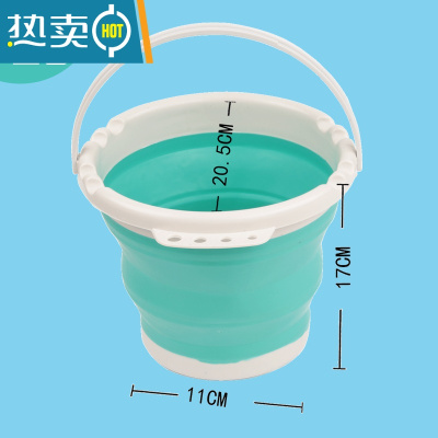 敬平带隔层美术画画便携洗笔筒水粉水彩颜料洗笔桶调色桶 圆形硅胶水桶(蓝色)