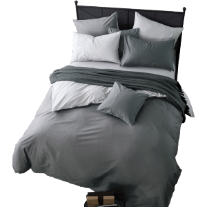 美帮汇灰色四件套 全棉全棉简约大气北欧风被套男士床单三件套白