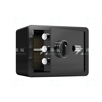 臻远 ZY40618089 小型保险柜密码保险箱全钢防盗保管箱 30cm黑色指纹密码款