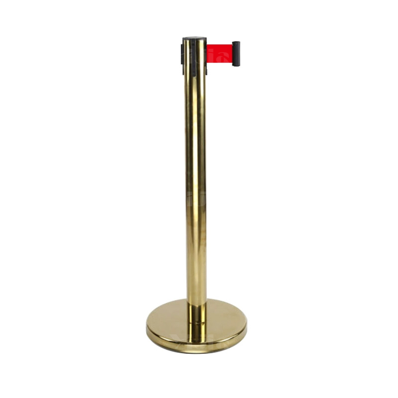 翌嘉YJ4123122 不锈钢警戒隔离线警示柱排队护栏银行带伸缩带安全警示带 金色 2米