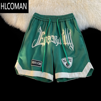 HLCOMAN美式篮球短裤男夏季薄款训练运动五分裤街头嘻哈潮牌刺绣宽松裤子