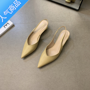 SUNTEK包头凉鞋粗跟中高跟2023夏季新款仙女风法式女士配裙子的时装凉鞋