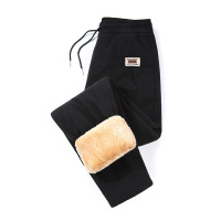 妈妈棉裤加绒加厚冬季高腰直筒裤中老年人女裤子羊羔绒老年保暖裤_1