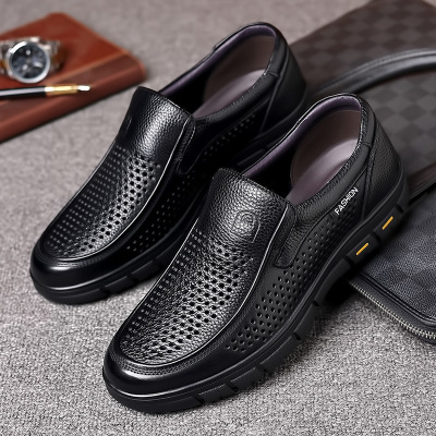 老人头层牛皮大码凉鞋47皮鞋48码男款洞洞男鞋真皮爸爸鞋