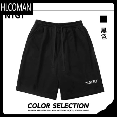 HLCOMAN美式抽绳休闲短裤夏季男款oversize潮牌宽松直筒阔腿裤运动五分裤