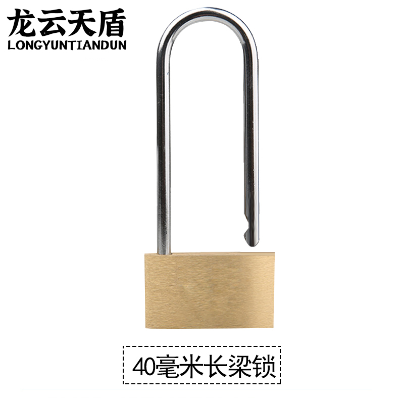 龙云天盾黄铜挂锁防水防锈栏栅门挂锁铜锁头门锁铜锁储物柜宿舍柜子锁40mm长梁