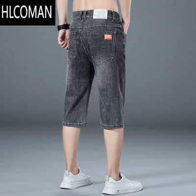 HLCOMAN夏季薄款冰丝七分裤牛仔短裤男士外穿宽松潮流休闲马裤弹力中裤子