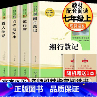 [人教版]七上选读全4册 [正版]朝花夕拾鲁迅原着+西游记无删减版国一上册必读课外书人民教育出版社老师阅读白洋淀纪事湘行