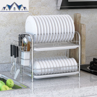 厨房置物架两层沥水碗碟架放碗筷沥水架碗柜碗架收纳架子碗盘家用 三维工匠