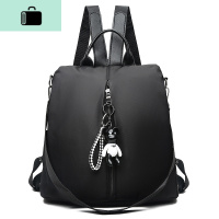 牛津布双肩包女2020新款时尚休闲韩版百搭个性尼龙背包潮女士包包NEW LAKE 黑