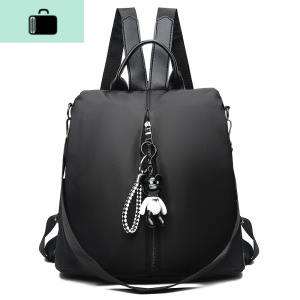 牛津布双肩包女2020新款时尚休闲韩版百搭个性尼龙背包潮女士包包NEW LAKE 黑 黑