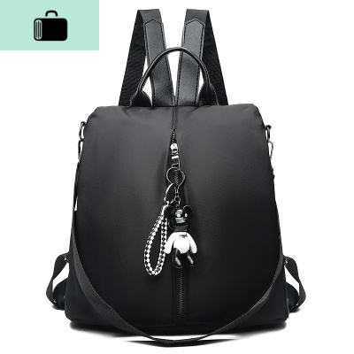 牛津布双肩包女2020新款时尚休闲韩版百搭个性尼龙背包潮女士包包NEW LAKE 黑