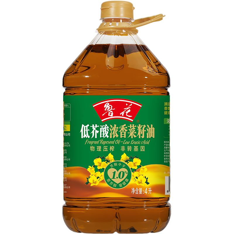 鲁花 鲁花低芥酸浓香菜籽油4L 低芥酸 浓香菜籽油