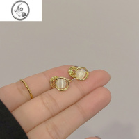 JiMi猫眼石蚊香盘耳夹女无耳洞小众设计感高级小清新耳饰简约小巧精致