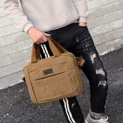 新款新款帆布包生意包收钱包韩版男包单肩包斜挎包工具包旅行包电脑包-定制棕色大包2028棕色大包2028