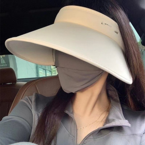 冰感大檐防晒帽女2026夏空顶面罩 户外防紫外线可折叠遮阳帽