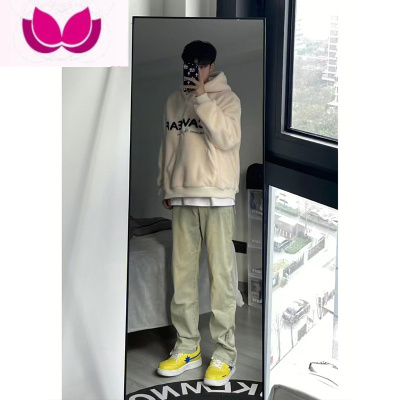 七斓高街黄泥色牛仔裤男款夏季破洞复古直筒裤子美式潮牌薄款宽松长裤