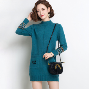 2024春秋装新款专柜品牌羊绒衫女大码羊毛衫女山羊绒衫中长款连衣裙套头毛衣女系带修身显瘦针织衫打底衫女大码女装