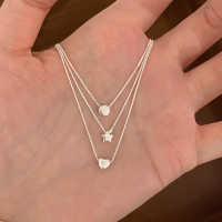 爱心五角星纯银项链女款2025新款简约日常百搭叠戴锁骨链银饰送女朋友老婆情人节七夕生日礼物