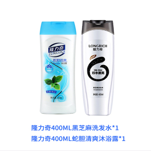 隆力奇400ml黑芝麻洗发水+隆力奇400ml蛇胆清爽沐浴露