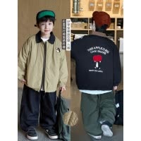 童酷男童冬季新款时尚企鹅刺绣宝宝外套拼色翻领加厚儿童棉服