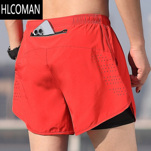 HLCOMAN专业马拉松跑步短裤男士运动三分裤速干四分内衬夏季专用可放手机