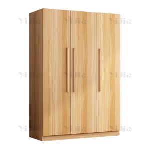 翌嘉 简约木质衣柜衣服收纳柜 浅胡桃色三门1200*500*1800mm