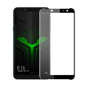 轻万适用小米黑鲨helo手机钢化膜xiaomihelo全屏丝印黑色高清手机保护膜