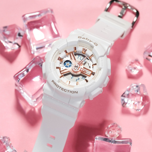 CASIO官方旗舰店 卡西欧手表女G-SHOCK独角兽限量海洋之心女士运动防水蓝白学生手表电子石英表 女BA-110