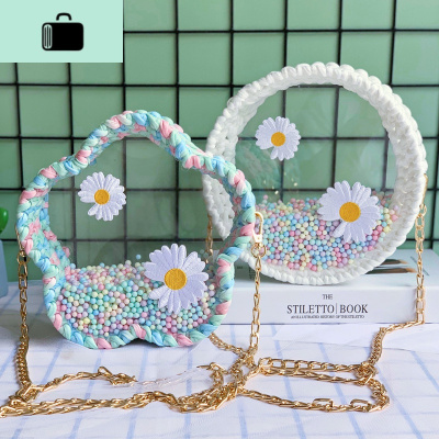 泫雅编织包手工diy材料包ins花朵百搭单肩斜挎包透明女包自制成品NEW LAKE女斜挎包