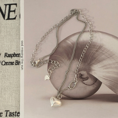 S925纯银不规则爱心锁链项链女个性独特锁骨链甜酷设计感颈链送女朋友老婆情人节七夕生日礼物