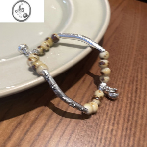 JiMi新中式琥珀石平安锁手链女轻奢小众设计感ins风复古百搭手镯手饰
