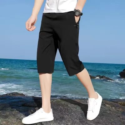 夏季休闲运动七分裤中青年男士短裤速干沙滩裤男冰丝裤潮