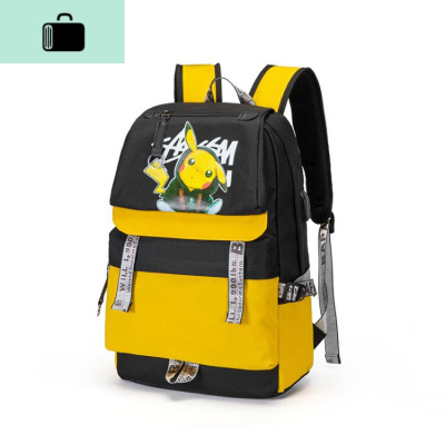男士双肩包韩版原宿ulzzang大学生背包男时尚潮流ins初中学生书包NEW LAKE 柠檬黄黑配黄大号