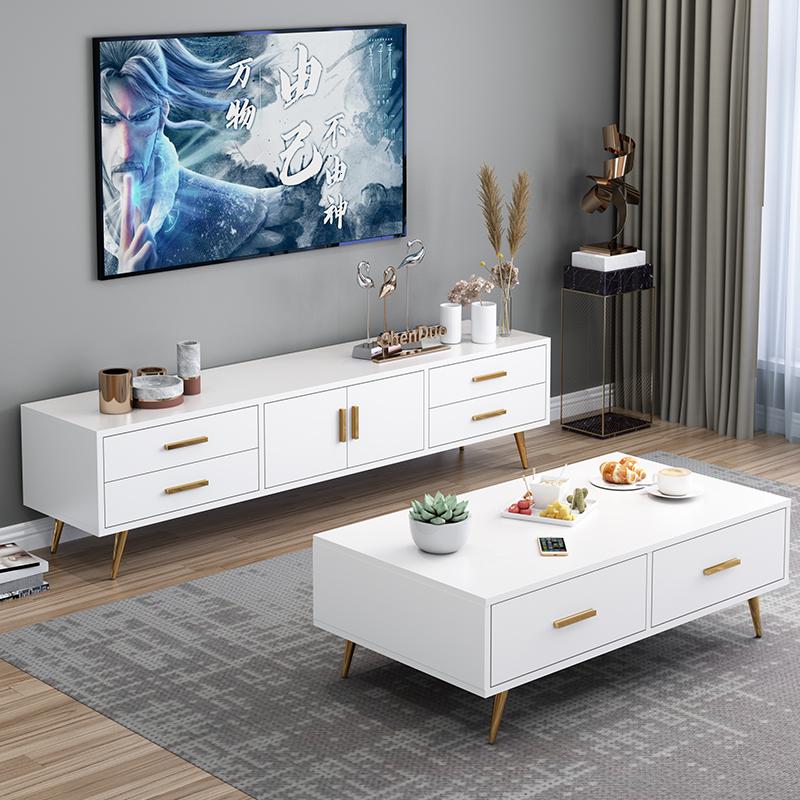 北欧现代电视柜简约时尚ins风电视柜茶几组合套装小户型客厅地柜