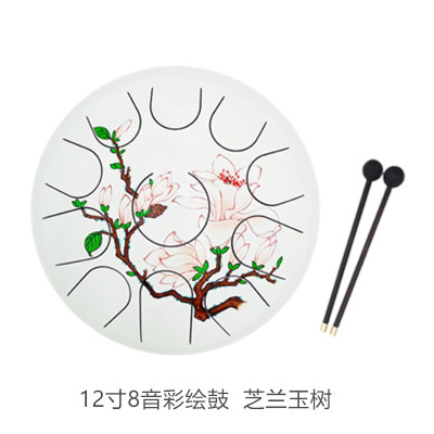 如音空灵鼓琴12寸高级定制彩绘鼓送礼物自用瑜伽冥想摆件静心鼓无忧鼓钢舌鼓莲花鼓手敲鼓成人初学者专业级演奏8音手鼓打击乐器