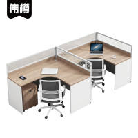 伟樽屏风办公桌双人位带柜椅280*120*110cm套