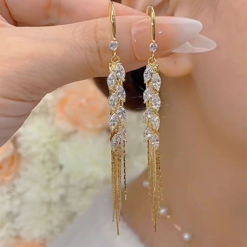 2025新款穗穗平安时尚气质流苏耳环轻奢锆石超闪设计感显脸瘦耳饰送女朋友老婆情人节七夕生日礼物