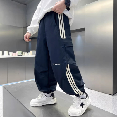 男童春装裤子春秋款2026新款中大儿童春季休闲裤男孩潮酷运动长裤