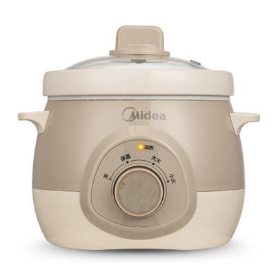 美的电炖锅炖盅煲汤锅小家用陶瓷手动婴儿辅食煮粥锅保温1.5L浅棕色