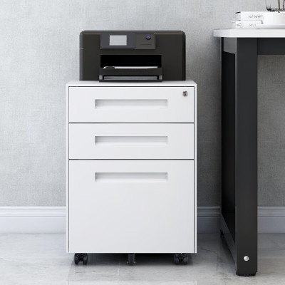 苏宁 质凡 钢制文件活动柜三抽屉柜带锁 白色/ZF-HDG003/407*500*600mm
