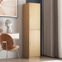 臻远简约木质小型单开门衣柜ZY-MZYG-2浅胡桃上下门400*400*1700