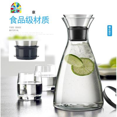 北欧丹麦创意冷水壶 玻璃 可高温家用防爆凉水瓶加厚凉水壶大容量 FENGHOU 玻璃水壶1.4升