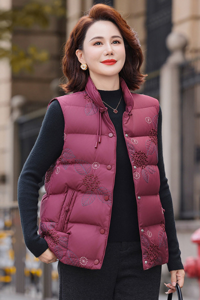 新款妈妈中老年女马甲羽绒服40-60岁中年白鸭绒保暖外套冬装衣服