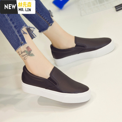 林先森2021年春秋季新款乐福鞋懒人板鞋厚底一脚蹬女鞋帆布鞋休闲鞋帆布鞋